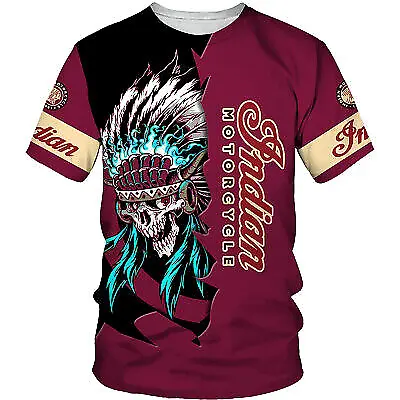 Native American Skull Indian Motorcycle All-over Print T-shirt 3D Gift • $28.99