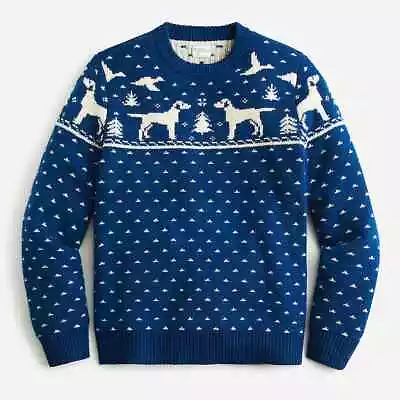 NWT J Crew 100% Lambs Wool Fair Isle Duck Labrador Dog Christmas Hunting Sweater • $149.99