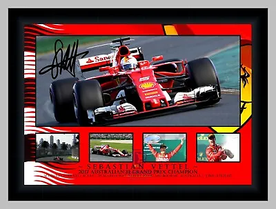 Sebastian Vettel 2017 Aus F1 Gp Ferrari Signed Photo Collage Print Only / Framed • $15