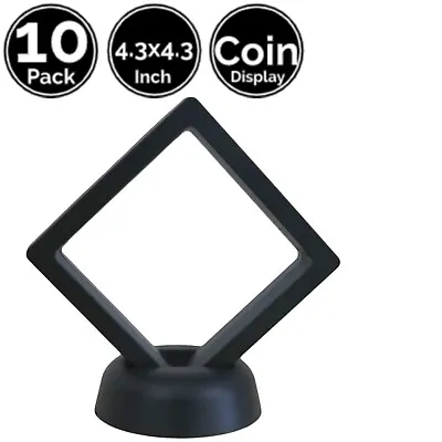 10 Pack 4.3  X 4.3  IN 3D Floating Display Stand Holder Frame 4 Coin Collection • $18.95