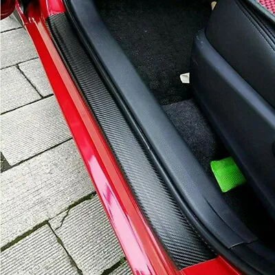 4 Pcs 5D Carbon Fiber Car Scuff Plate Door Sill Cover Panel Step Protector Black • $22.99
