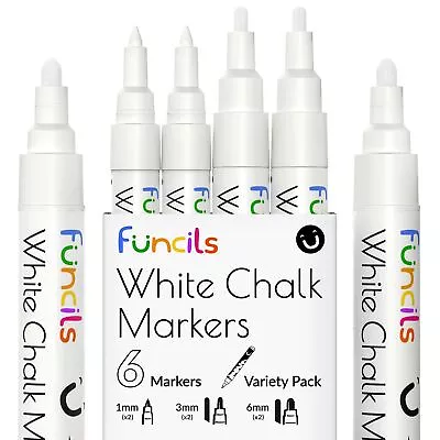 6 White Chalk Markers For Chalkboard - White Liquid Chalk Markers Chalkboard... • $16.81