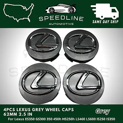 4PCS LEXUS 62MM Dark Grey & Chrome Wheel Center Hub Caps 42603-30590 Badge Logo • $19.95