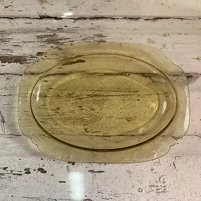 Vintage Federal Madrid Depression Glass Platter Amber Yellow Oval Serving Plate • $5