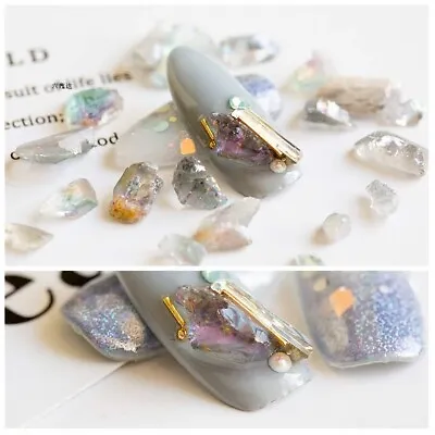 4g 1-7mm New 3D Nail Art Natural Cystal Rock Quartz Jade Gem Stone DIY Decor • $1.85