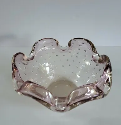 Vintage Murano Amethyst Purple Controlled Bubble Art Glass Bowl Ashtray • $18.99