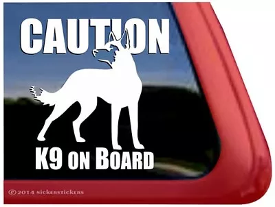 CAUTION K9 ON BOARD | High Quality Vinyl Belgian Malinois Dog Decal Sticker • $8.99