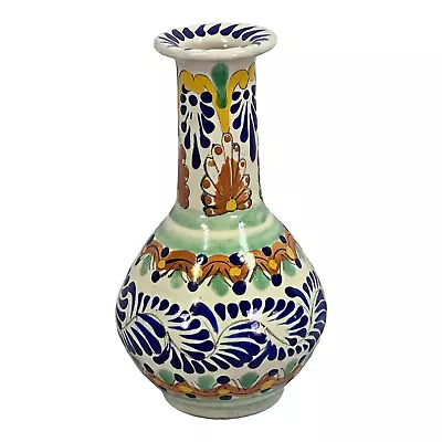 TALAVERA Mexico Folk Art Small Vase 7.5” Tall • $29.95