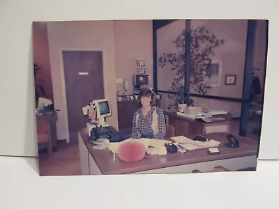 1980s Vintage Found Photograph Original Art Color Photo Office Secretary Woman • $5.36