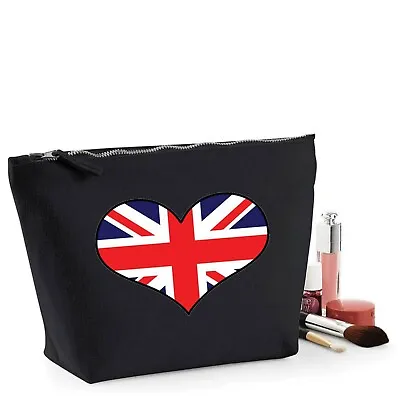 UK Union Jack Heart Flag Gift Women's Makeup Bag Accessory Make Up Case • £7.49