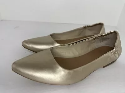 Crown And Ivy Women's Gold Ballet Flats 7 M Jessica Pointed Toe Flats • $20.99