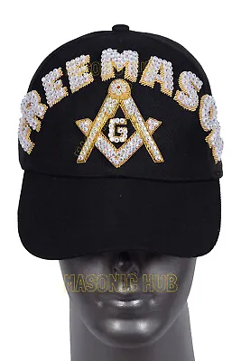 Masonic Freemason Blck Baseball Cap - Fully Handmade With Bullion Threads • $49.99