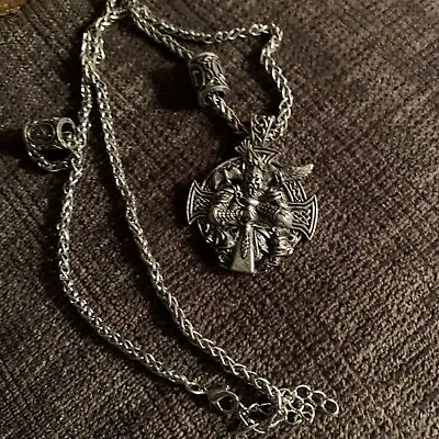 Norse Viking Odin Sword Pendant Protection Necklace Men's Jewelry Chain 24  • $8.99