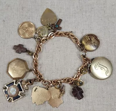 Gorgeous Vintage Gold Filled Charm Bracelet Bank Of Ireland Brotherhood Of... • $24.99