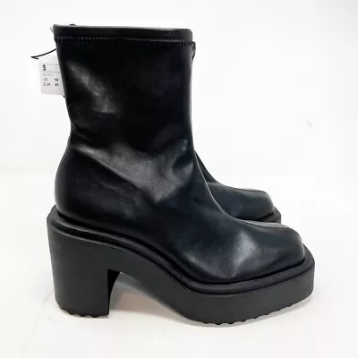 H&M Boots Womens Black Chunky Heels Platform Y2K Ladies 41 US 10.5 NEW • $9.69