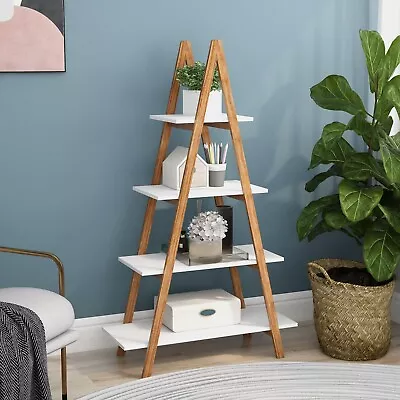 Solid Bamboo Wood Oxford “A”Frame Ladder Display Bookshelf • $106