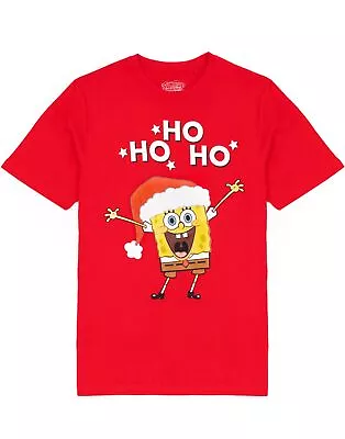 Spongebob Squarepants Christmas T-Shirt Mens Adults Red Festive Top • £14.99