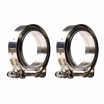 $33.83 • Buy 2X3.5'' V-Band Flange+Clamp Kit For Turbo Exhaust Downpipes Stainless Mild Steel
