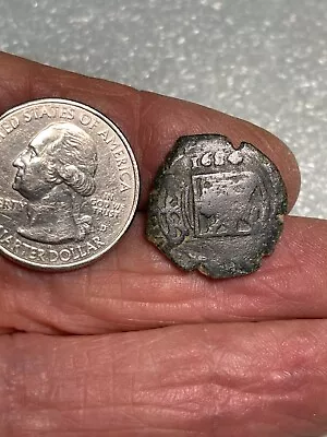 NICE 1684 Pirate Cob Coin REAL Spanish Colonial Pirate Era Treasure Maravedi #7Z • $6.99