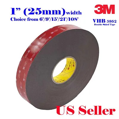$8.95 • Buy 3M 1  X 6/9/15/21  VHB Double Sided Foam Adhesive Tape 5952 Automotive Mounting 