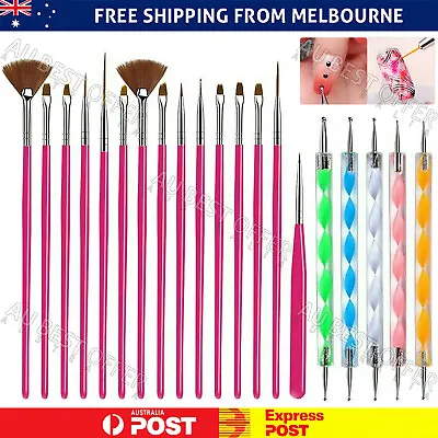 20pcs Nail Art Brushes Dotting Painting Drawing Polish Pen Tools Kit  AU • $8.47