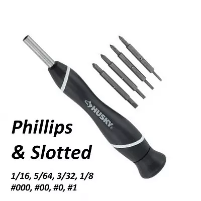 NEW - Husky 8-In-1 Precision Screwdriver Set - Phillips & Slotted - 7501 • $15.90