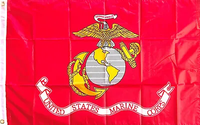 U.S. MARINE CORPS 2x3' FLAG/ BRASS GROMMETS IN/OUTDOOR POLY-LG. BRIGHT LOGO-NEW • $9.75