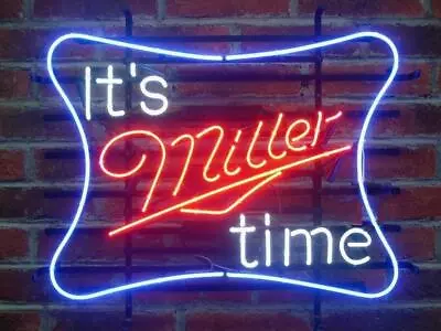 Neon Light Sign Lamp For Miller Lite Beer 17 X14  It's Miller Time Bar Open • $120.98