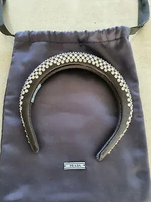 AUTHENTIC PRADA Crystal-Embellished Silk-Satin Headband - BRAND NEW NEVER WORN  • $1100