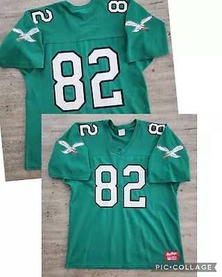 Vintage 90's Rawlings Philadelphia Eagles #82 Mike Quick Kelly Green Jersey XL • $149.99