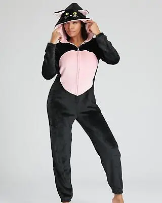 £31.99 • Buy Black Cat 1Onesie Ladies 3D Hooded All In One Zip Animal Sleepsuit Jumpsuit
