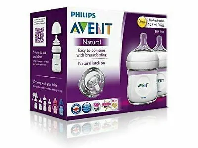 £16.40 • Buy Philips Avent Natural Feeding 2 X 125mL Bottles Nat Lactation No BPA Anti Colic