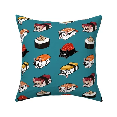 $46 • Buy French Bulldog Sushi Kawaii Throw Pillow Cover W Optional Insert Spoonflower