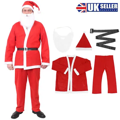 £6.99 • Buy 5Pcs Santa Claus Costume Father Outfit Christmas Complete Suit Mens Fancy Dress