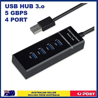$8.99 • Buy USB 3.0 Hub 4 Port High Speed Slim Compact Expansion Smart Splitter