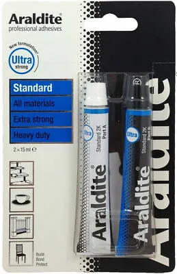 Araldite STANDARD 2 X 15ml Tube Epoxy Power Ultra Adhesive Super Glue Materials • £7.49