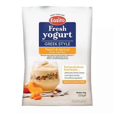 Easiyo Greek Style Peach & Apricot Yogurt Sachet 225g - Makes 1L In EasiYo Maker • £5.59