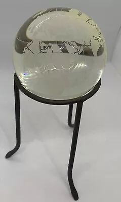 Heavy Etched Crystal World Globe Clear Glass With Stand • $74