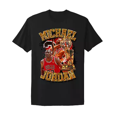 Michael Jordan Chicago Bulls World Champion Retro Style Vtg Design Black T-Shirt • $18.99