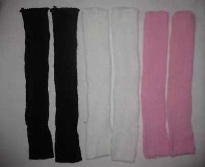 Romwe 3pair Ribbed Knit Leg Warmers Black Pink White Nip Kawaii 80s • $14.50