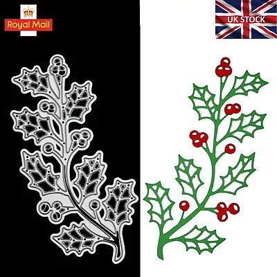 £4.40 • Buy Christmas Holly & Berries Metal Cutting Die, Card Making, Paper Crafts C8