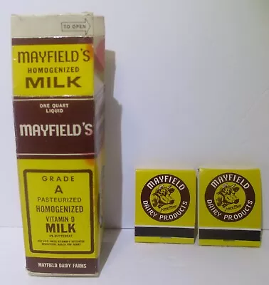 Mayfield Dairy Miniature Milk Carton Containing 2 Match Books Great Collectable! • $5