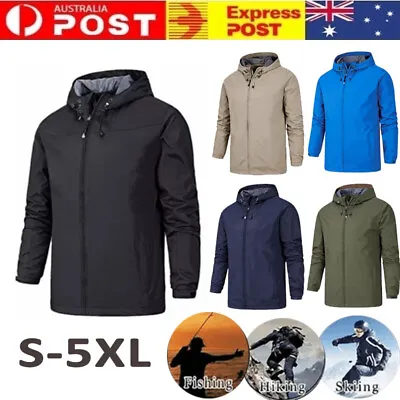 S-5XL Men Waterproof Windproof Jacket Winter Warm Hooded Coat Outdoor Ski Hiking • $35.55