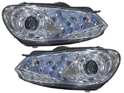 Fits Chrome Type Projector Headlight 2010 2011 Golf LED DRL Right Left VW2505110 • $323.24