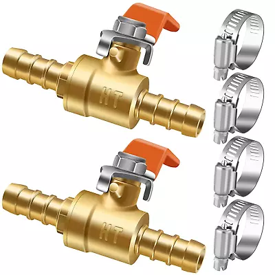 3/8 Inch Mini 2 Way Brass Barb Air Ball Valve For Water Gas Fuel Shut Cut Off • $16