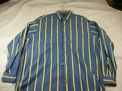 $25.99 • Buy B-D Baggies Men's Shirt Large Long Sleeve Button Down Striped Blue Green Yellow