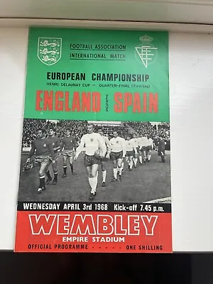 £3.50 • Buy European Championship England Vs Spain Football Programme 3rd April 1968 Wembley