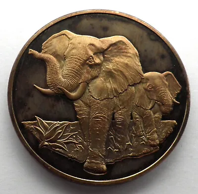 EAST AFRICAN WILD LIFE SOCIETY ELEPHANTS UNC Franklin Mint Proof Medal 50.7mm B6 • $49.50