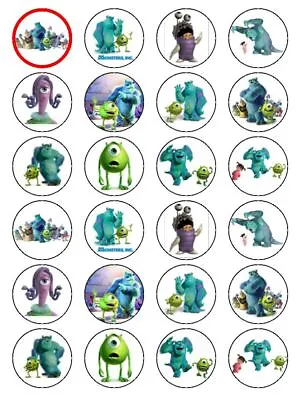 £2.49 • Buy Edible Top- 24 Round MONSTERS INC -Wafer/ Rice Paper -Cupcake Topper 