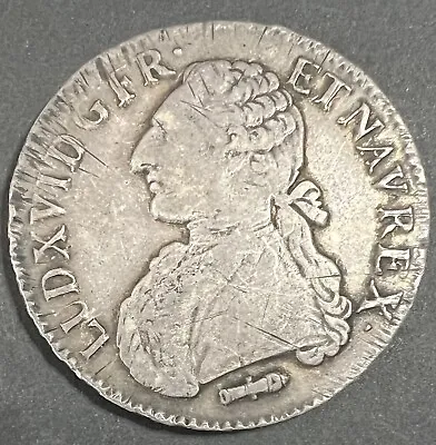 France 1786-Q Louis XVI Silver Ecu Perpignan Mint VF • £105.74